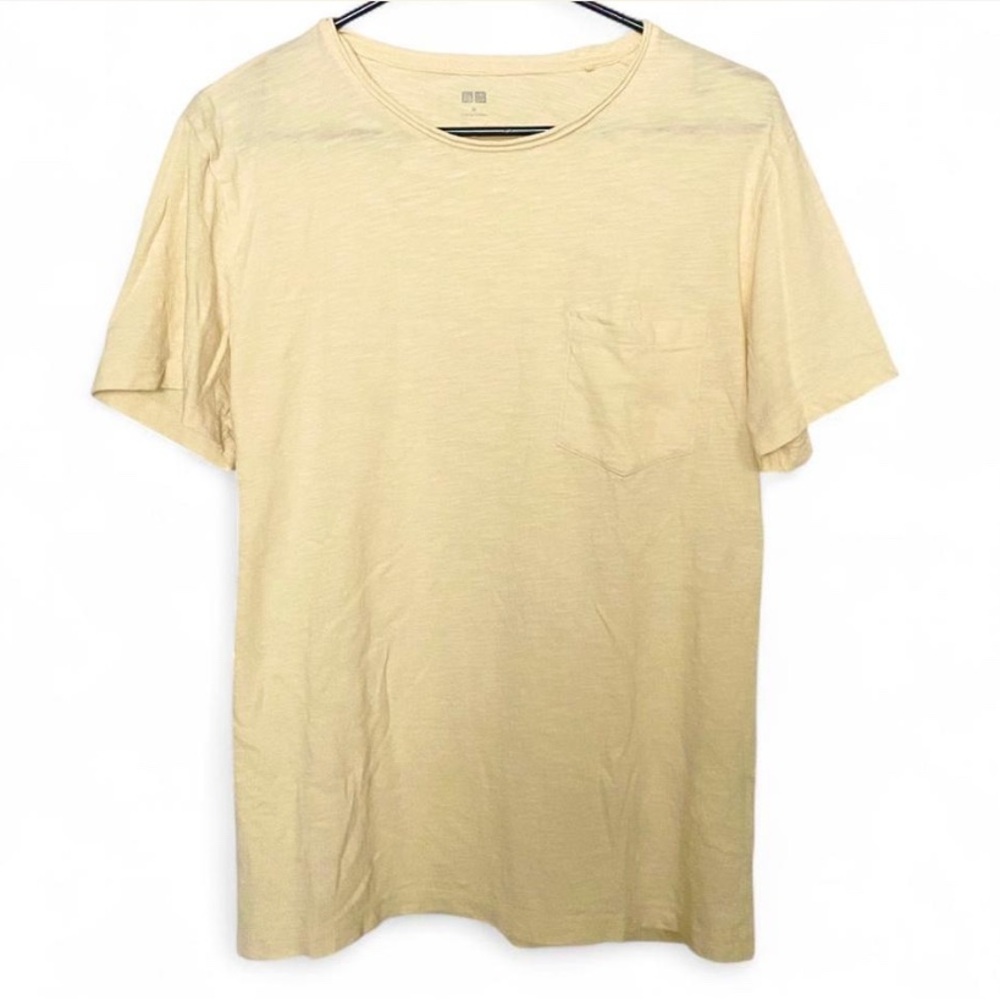 UNIQLO Butter Yellow 100% Cotton Crew Neck Short Sleeve T-Shirt, Size Medium